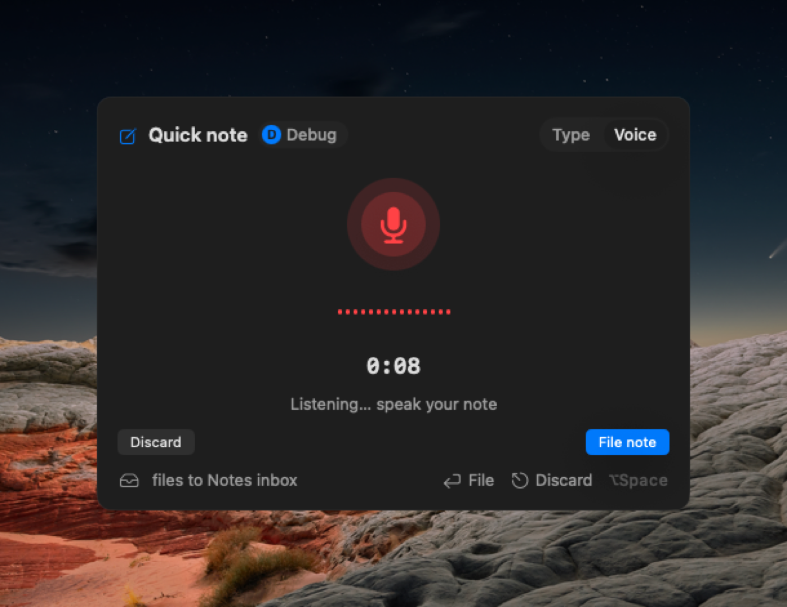 The quick capture popup