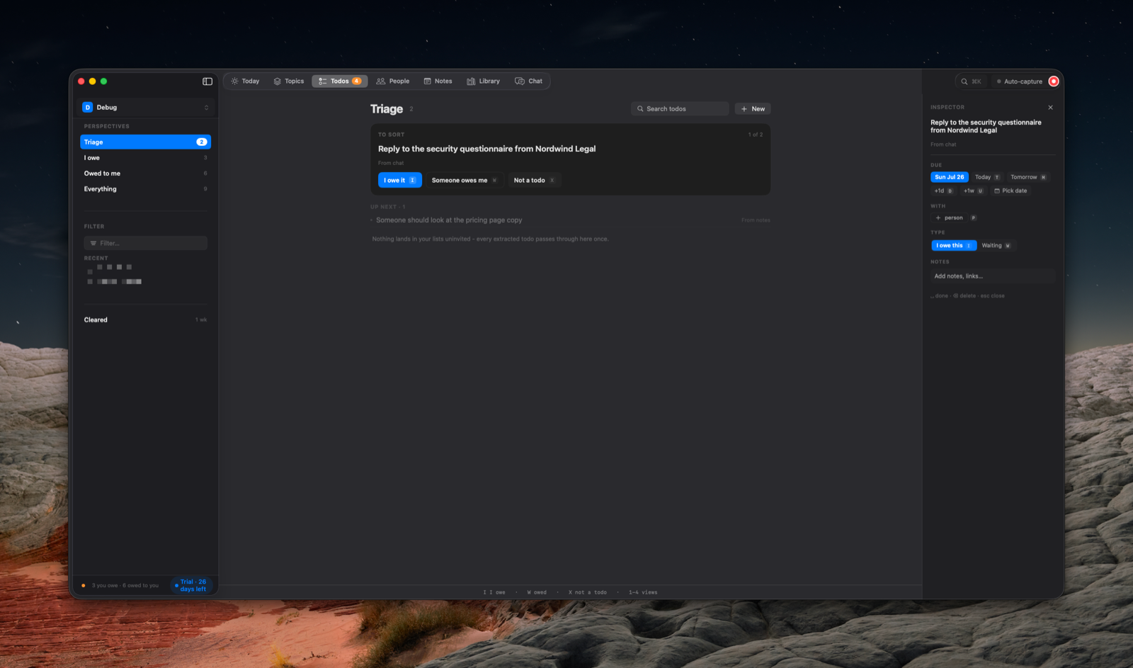 Triage with the inspector open